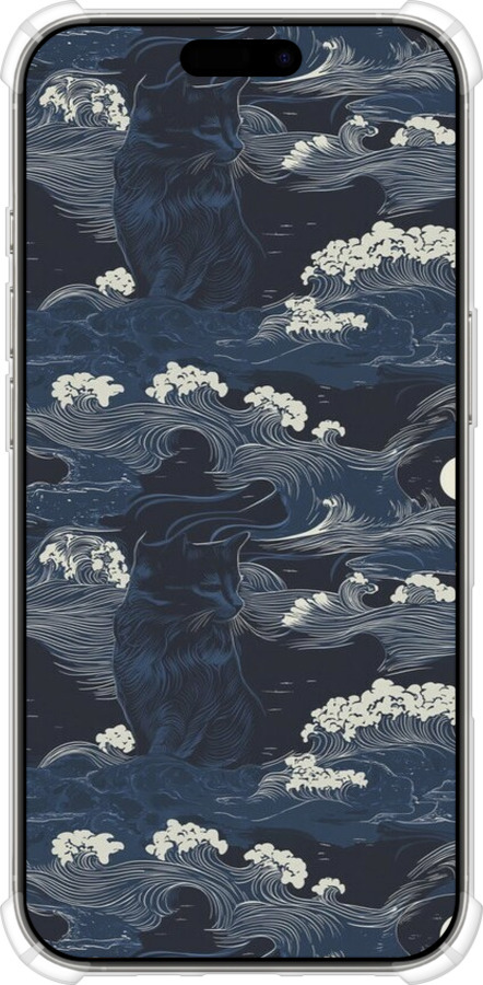 Силикон с усиленными углами чехол Морская тематика в стиле арт-деко для Apple iPhone 16 Pro - 6520sp-3708 изображение 