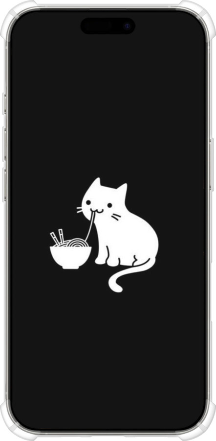 Силикон с усиленными углами чехол С милым котом на черном фоне для Apple iPhone 16 Pro - 6528sp-3708 изображение 