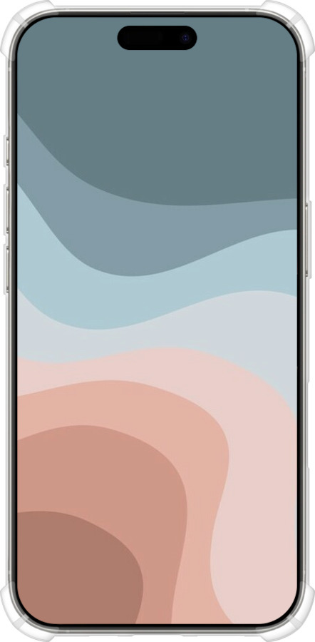 Силикон с усиленными углами чехол С синими и розовыми волнами в стиле ретро для Apple iPhone 16 Pro - 6532sp-3708 изображение 