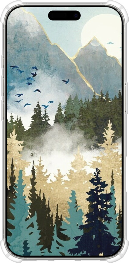 Силіконовий протиударний с посиленими кутами чехол Із зображенням лісового пейзажу для Apple iPhone 16 Pro - 6548sp-3708 изображение 