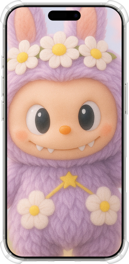 Силикон с усиленными углами чехол Лабубу 1 для Apple iPhone 16 Pro - 6709sp-3708 изображение 