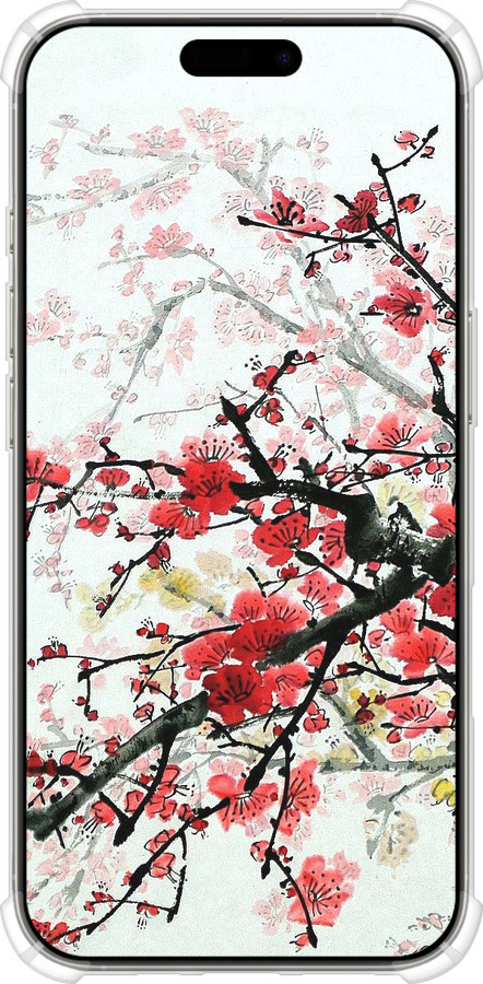 Силикон с усиленными углами чехол Цветущий куст для Apple iPhone 16 Pro - 831sp-3708 изображение 