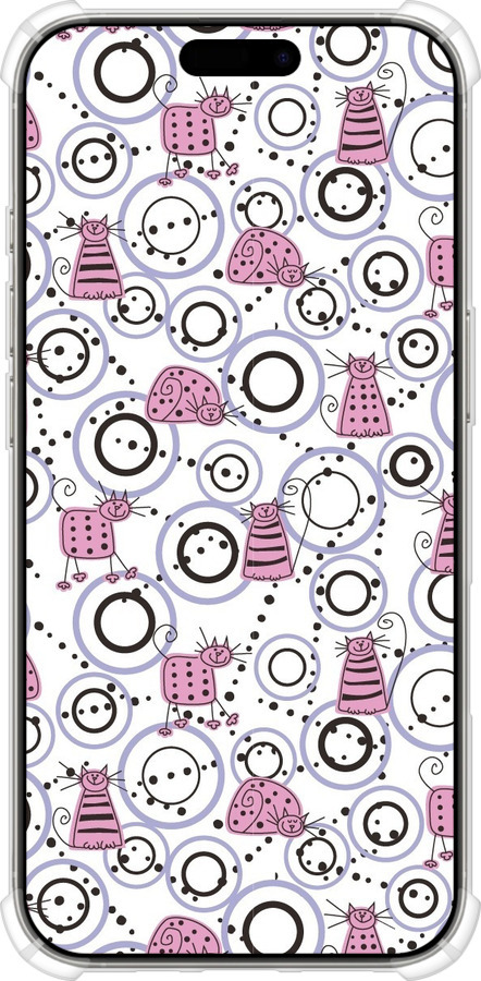 Силикон с усиленными углами чехол Смешные коты для Apple iPhone 16 Pro - 907sp-3708 изображение 