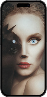 TPU чехол Взгляд женщины и кошки для Apple iPhone 16 - 4041b-3709 изображение 