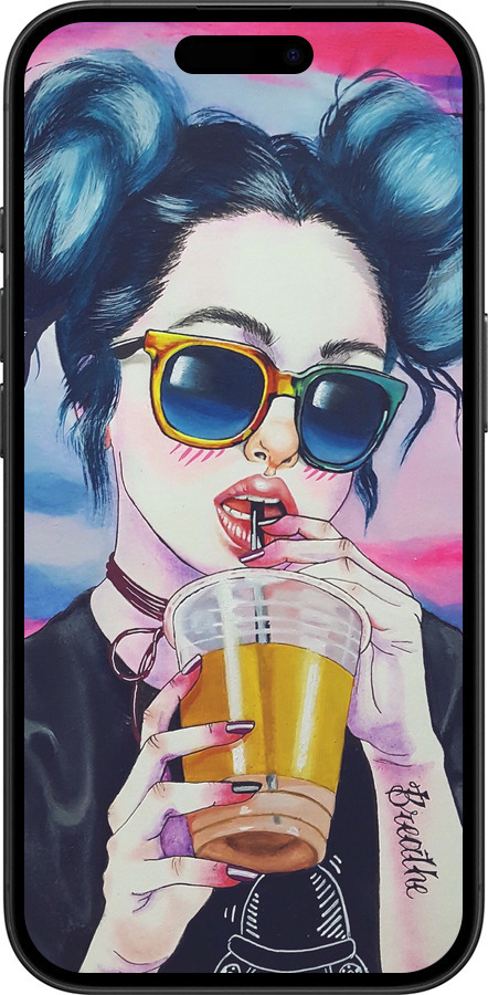TPU чехол Арт-девушка в очках для Apple iPhone 16 - 3994b-3709 изображение 