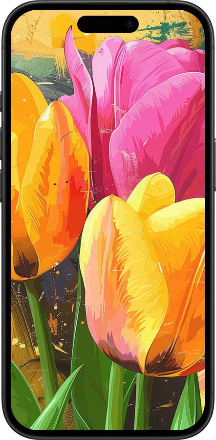 TPU чехол Нарисованные тюльпаны для Apple iPhone 16 - 5990b-3709 изображение 