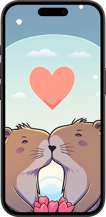 TPU чехол Капибара любовь для Apple iPhone 16 - 6027b-3709 изображение 