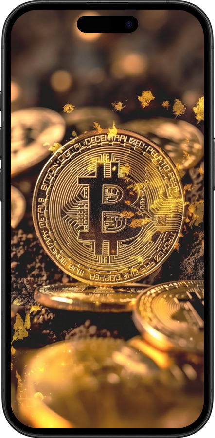 TPU чехол Золотая лихорадка биткойна для Apple iPhone 16 - 6089b-3709 изображение 