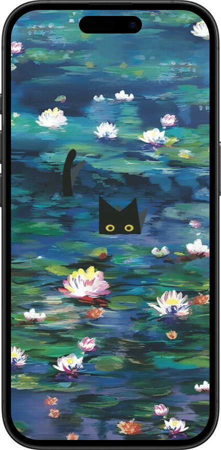 TPU чехол із зображенням водяних лілій та кішок для Apple iPhone 16 - 6257b-3709 изображение 