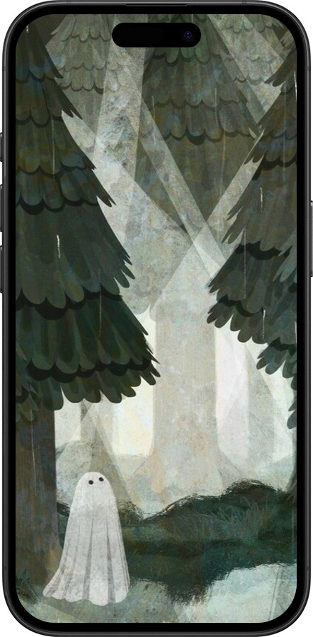 TPU чехол Із зображенням соснового лісу та привида для Apple iPhone 16 - 6420b-3709 изображение 