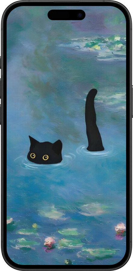 TPU чехол Із зображенням кота та водяної лілії Monet для Apple iPhone 16 - 6519b-3709 изображение 