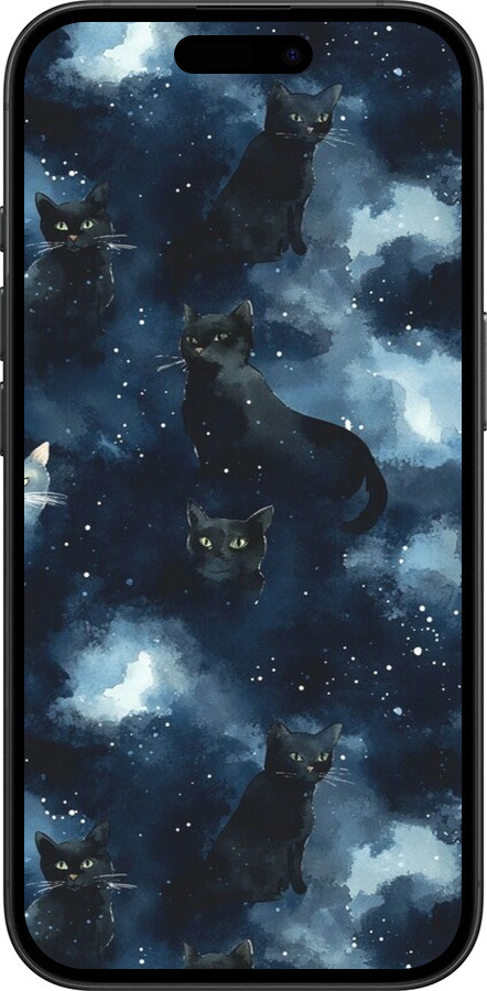 TPU чехол Изображение Кошек с тёмной акварелью для Apple iPhone 16 - 6521b-3709 изображение 