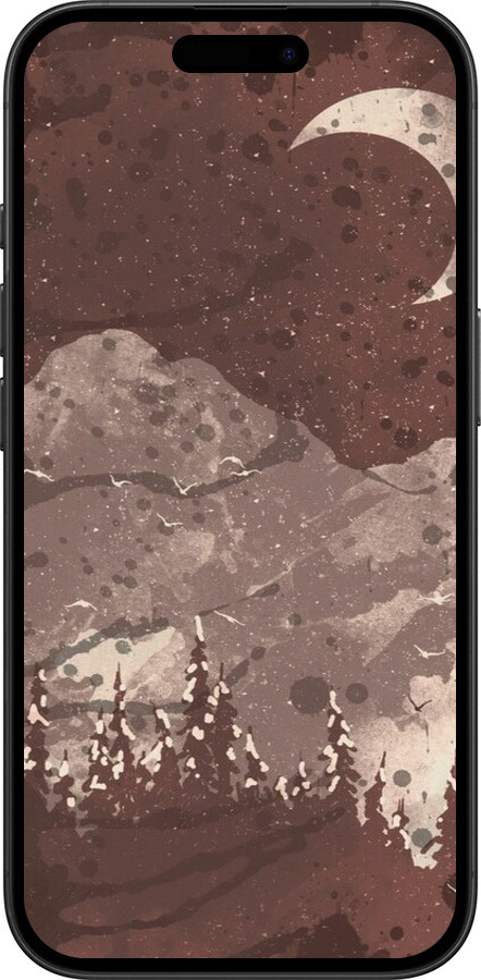 TPU чехол із зображенням місячного пейзажу у нічному лісі для Apple iPhone 16 - 6546b-3709 изображение 