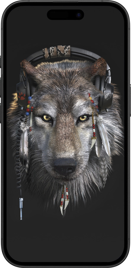 TPU чехол Волк-меломан для Apple iPhone 16 - 875b-3709 изображение 