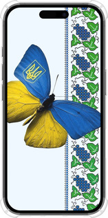 Силикон с усиленными углами чехол Желто-голубая бабочка для Apple iPhone 16 - 1054sp-3709 изображение 