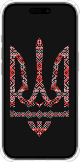 Силіконовий протиударний с посиленими кутами чехол Герб - вишиванка на чорному фоні для Apple iPhone 16 - 1196sp-3709 изображение 