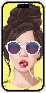 Силикон с усиленными углами чехол Девушка с чупа-чупсом для Apple iPhone 16 - 3979sp-3709 изображение 