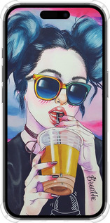 Силикон с усиленными углами чехол Арт-девушка в очках для Apple iPhone 16 - 3994sp-3709 изображение 
