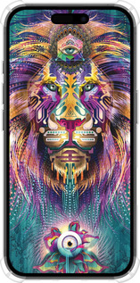 Силикон с усиленными углами чехол Люминесцентный лев для Apple iPhone 16 - 4037sp-3709 изображение 