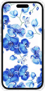 Силикон с усиленными углами чехол Голубые орхидеи для Apple iPhone 16 - 4406sp-3709 изображение 