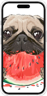 Силикон с усиленными углами чехол Мопс и арбуз для Apple iPhone 16 - 4665sp-3709 изображение 