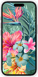 Силикон с усиленными углами чехол Тропические цветы v1 для Apple iPhone 16 - 4667sp-3709 изображение 