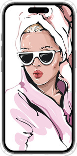 Силикон с усиленными углами чехол Девушка в очках 2 для Apple iPhone 16 - 4714sp-3709 изображение 