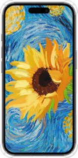 Силикон с усиленными углами чехол Цветы желто-голубые для Apple iPhone 16 - 5308sp-3709 изображение 