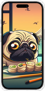 Силіконовий протиударний с посиленими кутами чехол Мопс і суші для Apple iPhone 16 - 5588sp-3709 изображение 