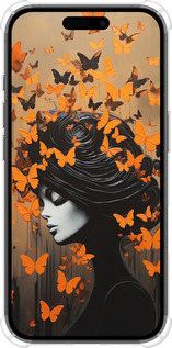 Силіконовий протиударний с посиленими кутами чехол Чохол для телефону Дівчина з помаранчевими метеликами для Apple iPhone 16 - 5940sp-3709 изображение 
