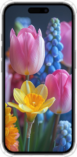 Силикон с усиленными углами чехол Весенние цветы для Apple iPhone 16 - 6058sp-3709 изображение 