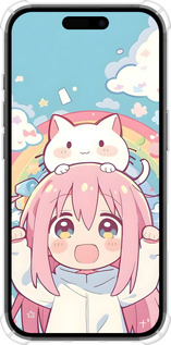 Силіконовий протиударний с посиленими кутами чехол Девочка аниме радуга для Apple iPhone 16 - 6304sp-3709 изображение 