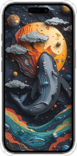 Силикон с усиленными углами чехол Кит в космосе для Apple iPhone 16 - 6328sp-3709 изображение 