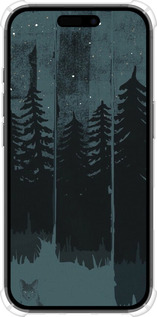 Силіконовий протиударний с посиленими кутами чехол Лисиця та нічний ліс для Apple iPhone 16 - 6481sp-3709 изображение 