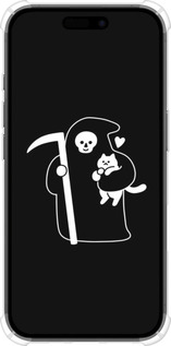 Силикон с усиленными углами чехол Минималистичный арт: смерть и кошка для Apple iPhone 16 - 6529sp-3709 изображение 