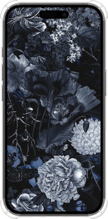 Силіконовий протиударний с посиленими кутами чехол Анотація квітковий малюнок в синіх тонах. для Apple iPhone 16 - 6539sp-3709 изображение 
