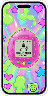 Силикон с усиленными углами чехол Y2K Aesthetic Retro Pet: Годуй мене кавою для Apple iPhone 16 - 6784sp-3709 изображение 