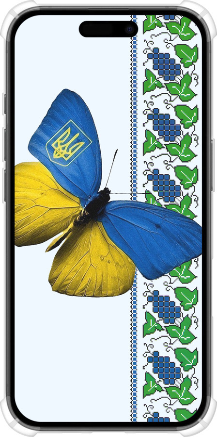 Силикон с усиленными углами чехол Желто-голубая бабочка для Apple iPhone 16 - 1054sp-3709 изображение 