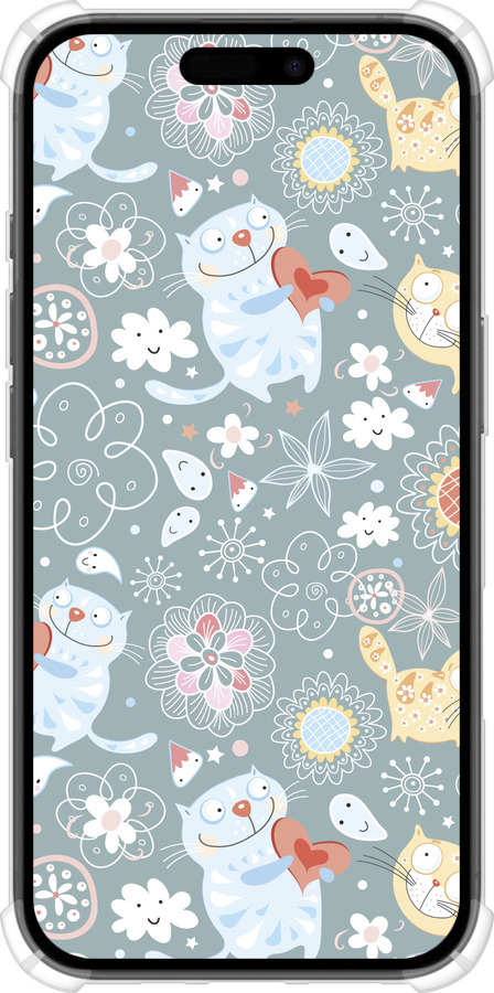 Силикон с усиленными углами чехол Котята v3 для Apple iPhone 16 - 1223sp-3709 изображение 
