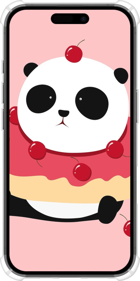 Силикон с усиленными углами чехол Панда с пончиком для Apple iPhone 16 - 3991sp-3709 изображение 