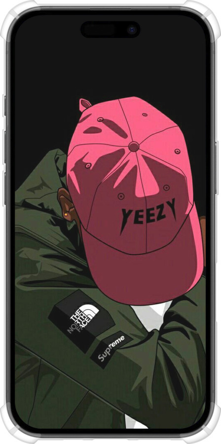 Силикон с усиленными углами чехол logo de yeezy для Apple iPhone 16 - 3995sp-3709 изображение 