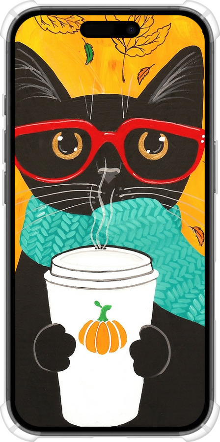 Силикон с усиленными углами чехол Осенний кот для Apple iPhone 16 - 4026sp-3709 изображение 