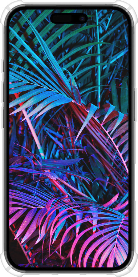 Силіконовий протиударний с посиленими кутами чехол Папороть під ультрафіолетом для Apple iPhone 16 - 4069sp-3709 изображение 