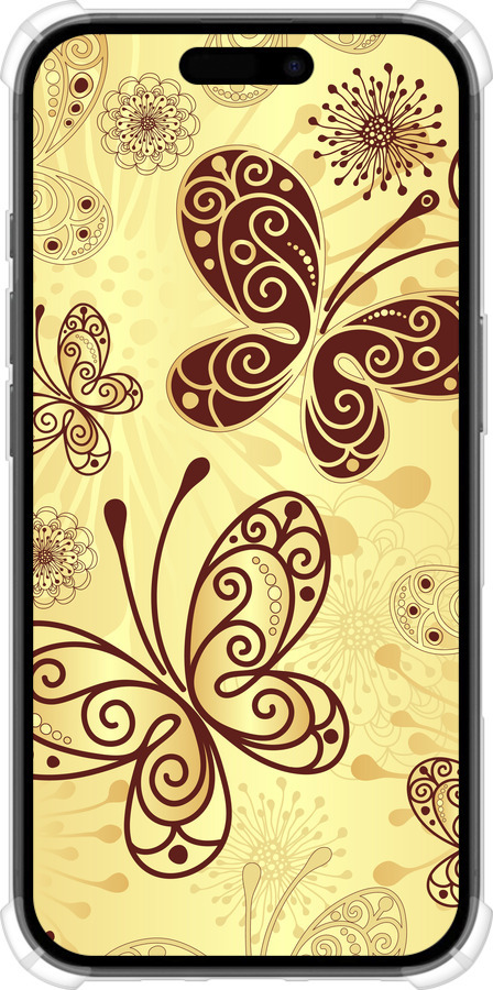 Силіконовий протиударний с посиленими кутами чехол Красиві метелики для Apple iPhone 16 - 4170sp-3709 изображение 