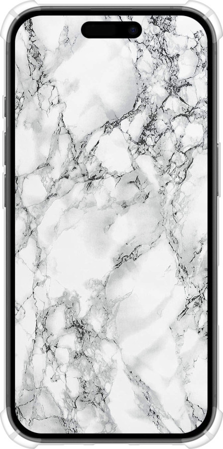 Силикон с усиленными углами чехол Мрамор белый для Apple iPhone 16 - 4480sp-3709 изображение 