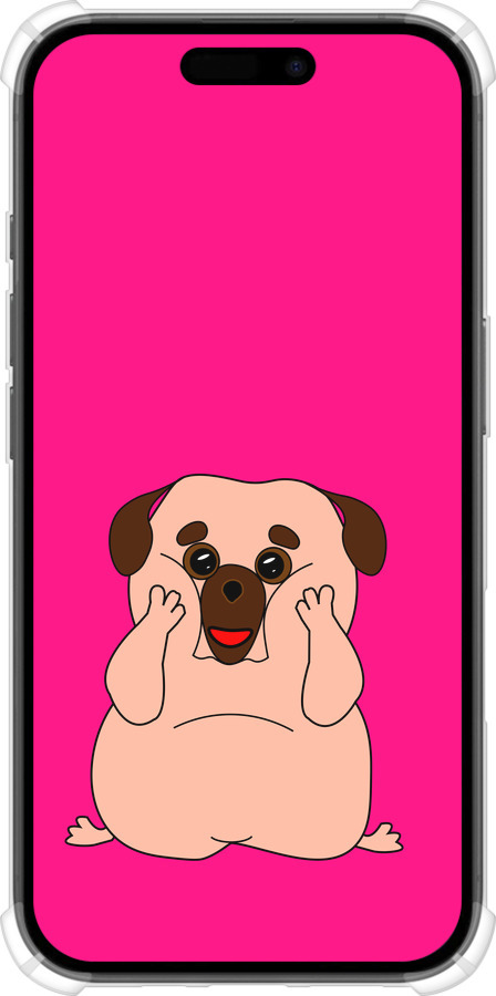 Силикон с усиленными углами чехол Весёлый мопс для Apple iPhone 16 - 4908sp-3709 изображение 