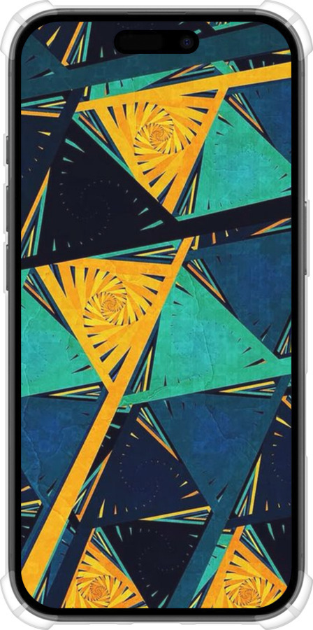Силикон с усиленными углами чехол Арт, абстракция, желтый, синий для Apple iPhone 16 - 5382sp-3709 изображение 