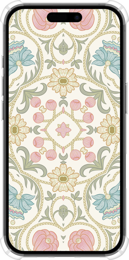 Силіконовий протиударний с посиленими кутами чехол Квітковий орнамент v2 для Apple iPhone 16 - 5513sp-3709 изображение 