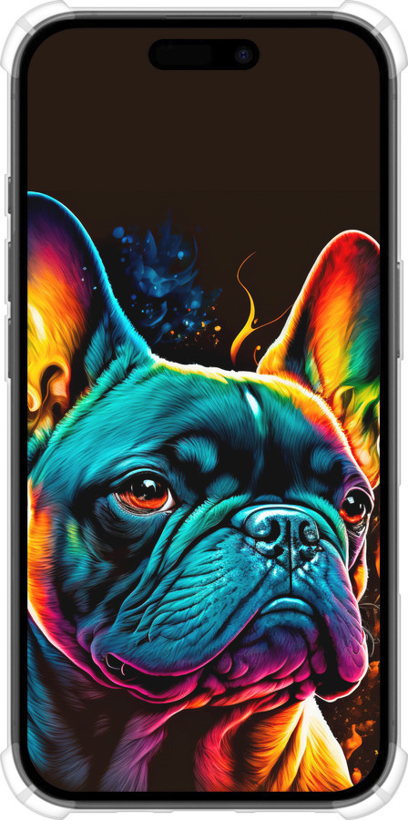 Силикон с усиленными углами чехол Яркий бульдог для Apple iPhone 16 - 5547sp-3709 изображение 