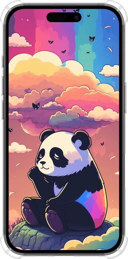Силикон с усиленными углами чехол Панда в облаках для Apple iPhone 16 - 5585sp-3709 изображение 